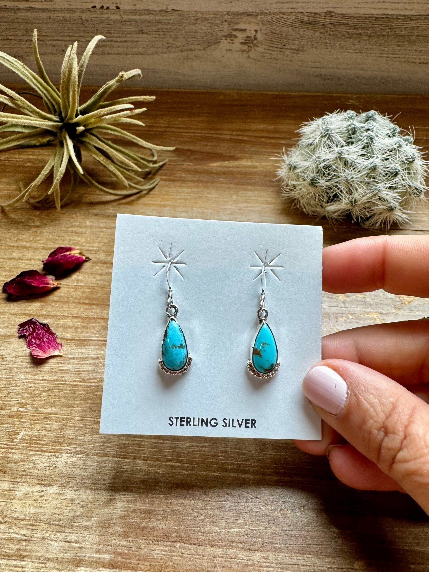 Dangle kingman turquoise earrings