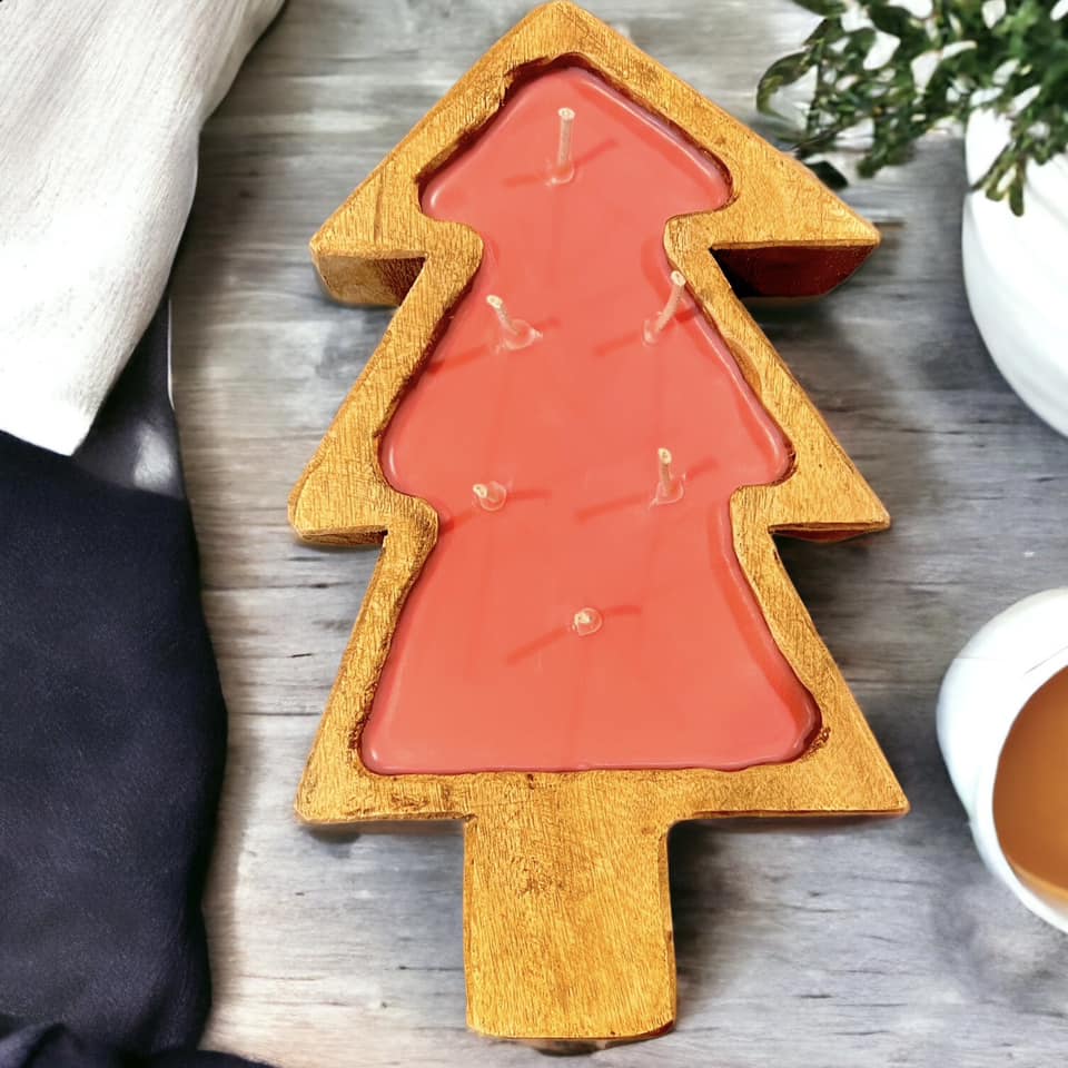 Wooden Dough Bowl Christmas Tree  16 oz