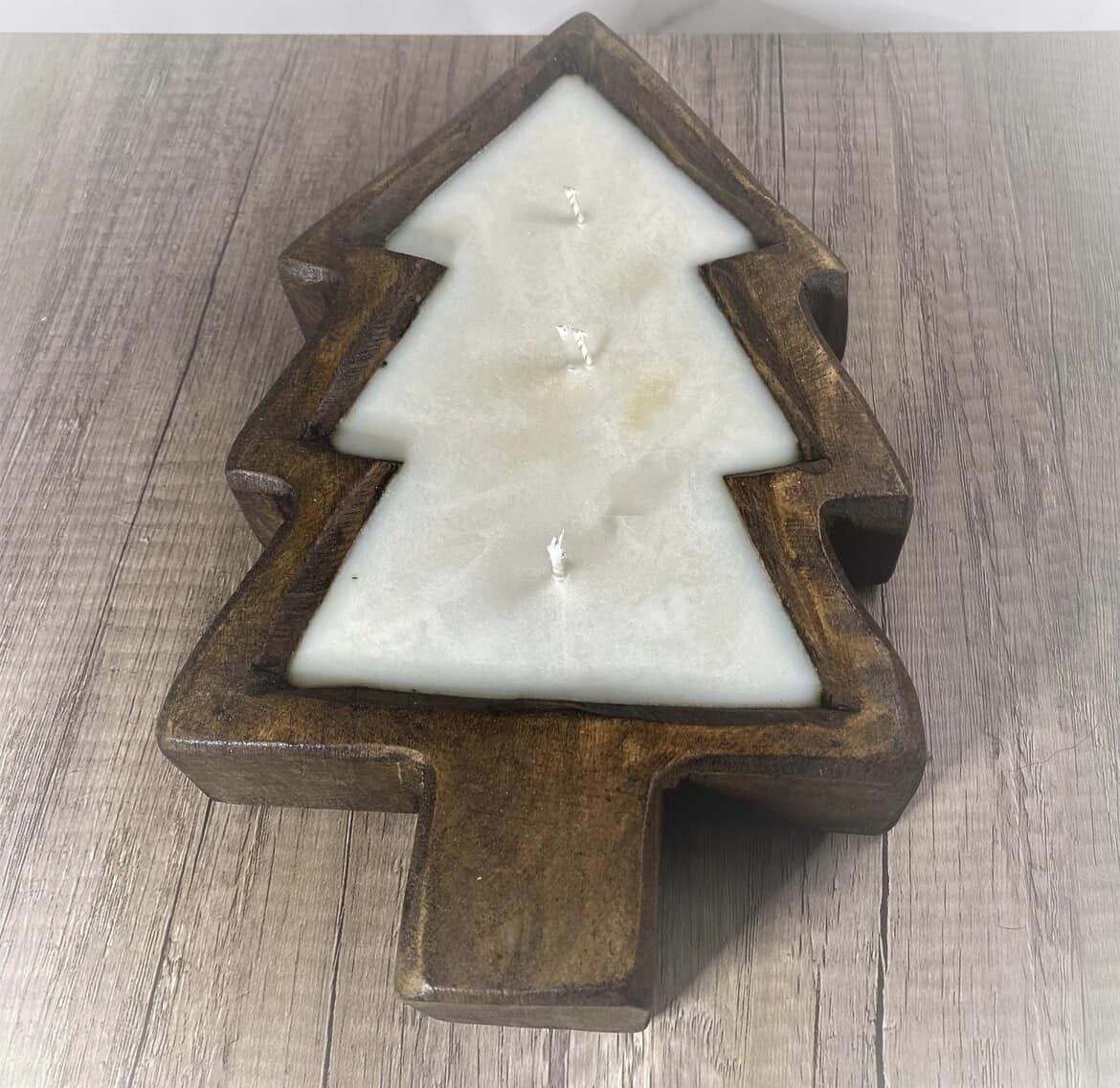 Wooden Dough Bowl Christmas Tree  16 oz